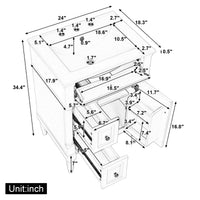 VanityFus 24-in Bathroom Vanity White Single Sink Combo with Ceramic Top 1 Door 3 Drawers Adjustable Shelves