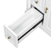 VanityFus 24-in Bathroom Vanity White Single Sink Combo with Ceramic Top 1 Door 3 Drawers Adjustable Shelves