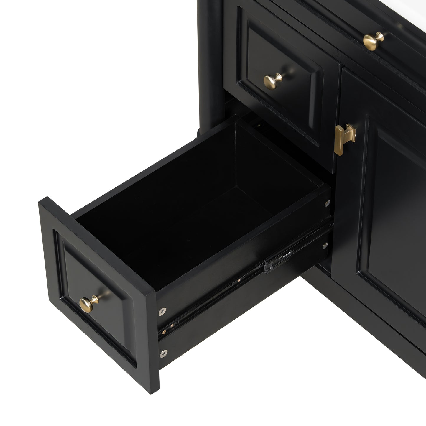 VanityFus 30-in Bathroom Vanity Black Single Sink Combo with Ceramic Top 1 Door 3 Drawers Adjustable Shelves