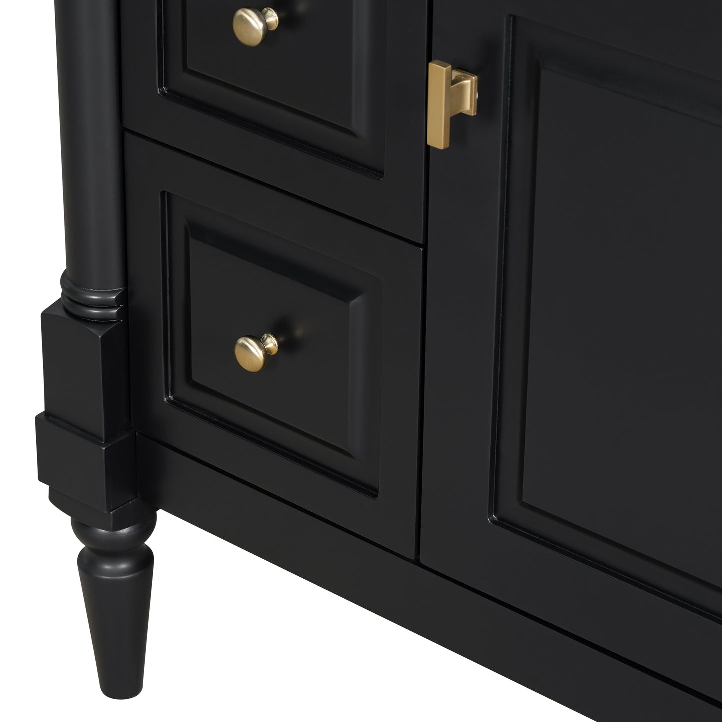 VanityFus 30-in Bathroom Vanity Black Single Sink Combo with Ceramic Top 1 Door 3 Drawers Adjustable Shelves