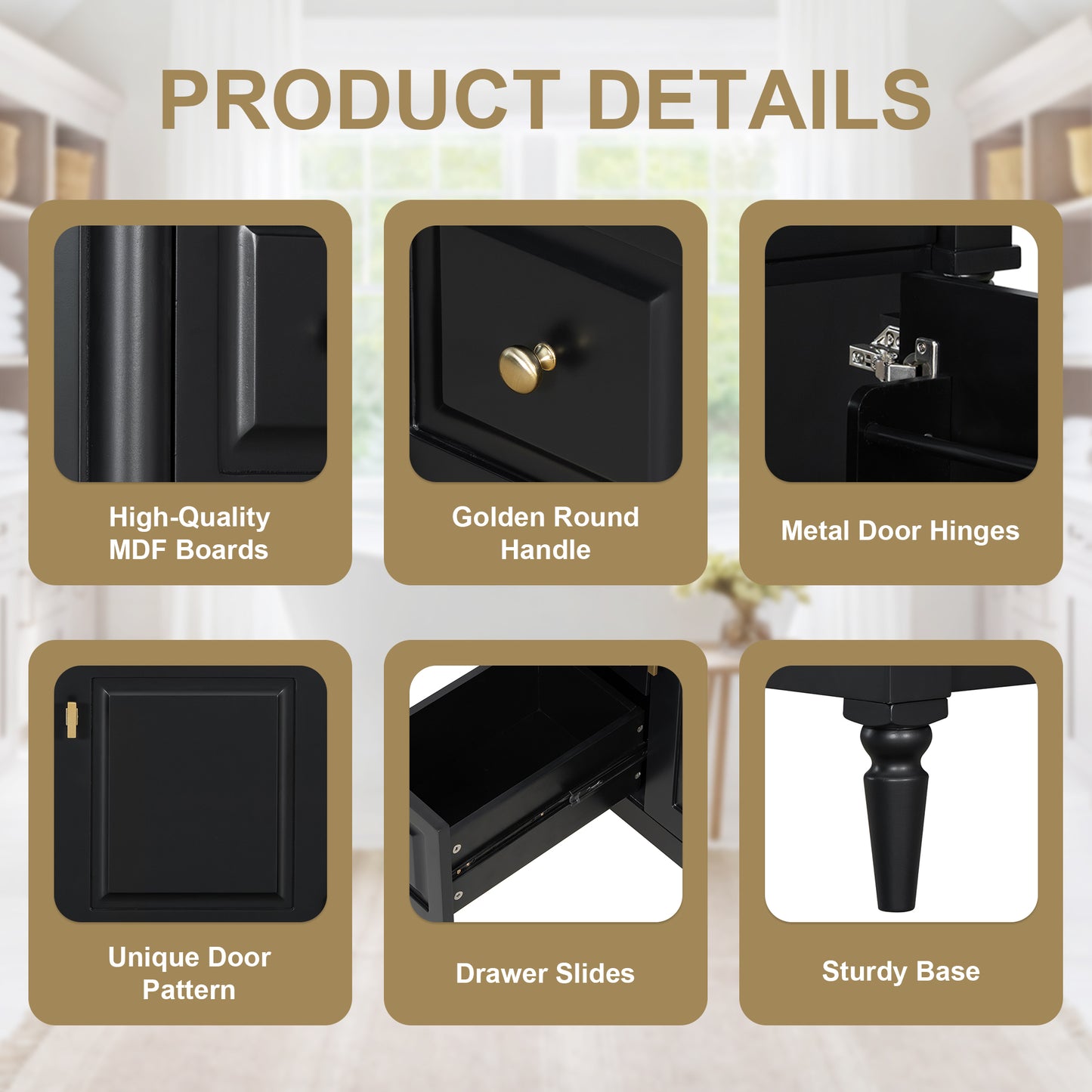 VanityFus 30-in Bathroom Vanity Black Single Sink Combo with Ceramic Top 1 Door 3 Drawers Adjustable Shelves
