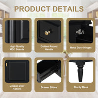 VanityFus 30-in Bathroom Vanity Black Single Sink Combo with Ceramic Top 1 Door 3 Drawers Adjustable Shelves
