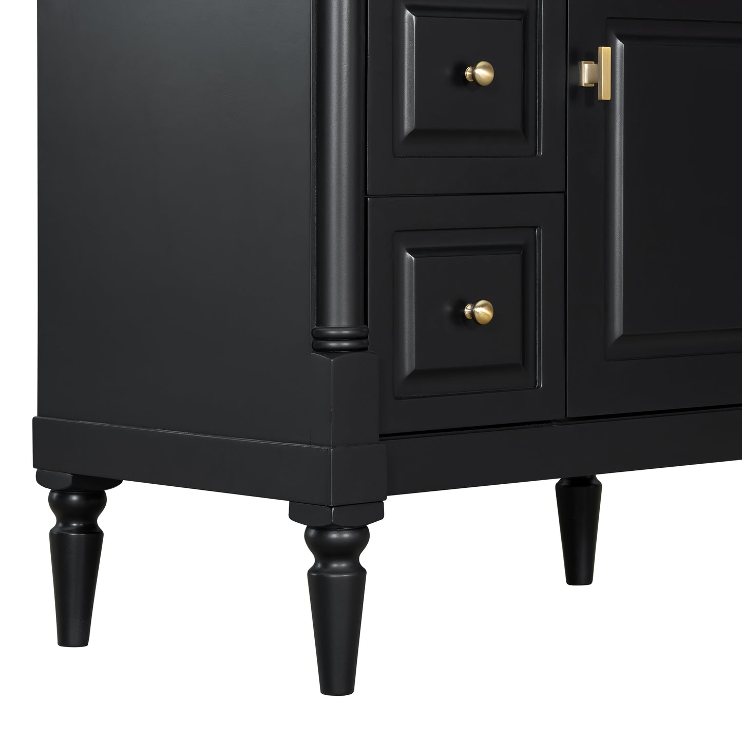 VanityFus 30-in Bathroom Vanity Black Single Sink Combo with Ceramic Top 1 Door 3 Drawers Adjustable Shelves