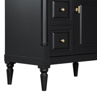 VanityFus 30-in Bathroom Vanity Black Single Sink Combo with Ceramic Top 1 Door 3 Drawers Adjustable Shelves