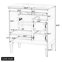 VanityFus 30-in Bathroom Vanity Blue Grey Single Sink Combo with Ceramic Top 1 Door 3 Drawers Adjustable Shelves