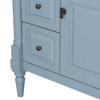 VanityFus 30-in Bathroom Vanity Blue Grey Single Sink Combo with Ceramic Top 1 Door 3 Drawers Adjustable Shelves