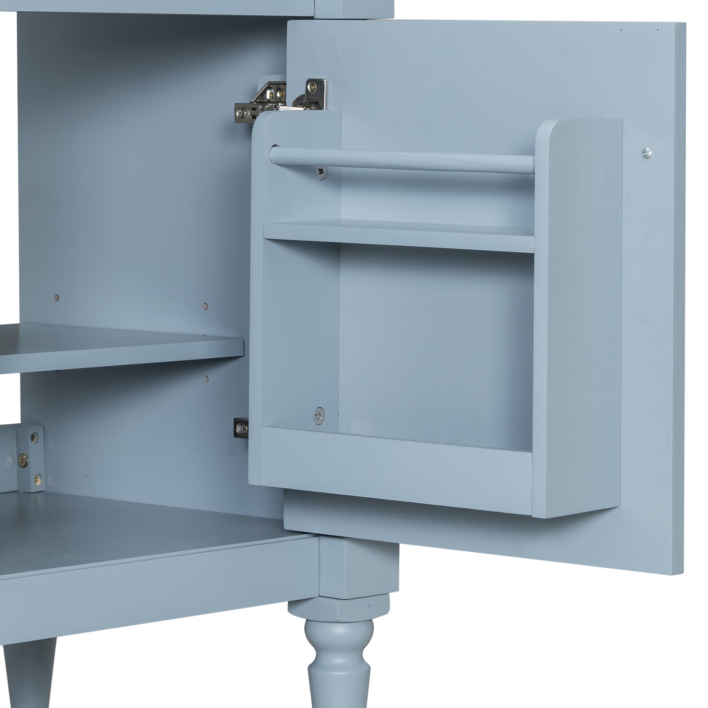 VanityFus 30-in Bathroom Vanity Blue Grey Single Sink Combo with Ceramic Top 1 Door 3 Drawers Adjustable Shelves