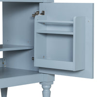 VanityFus 30-in Bathroom Vanity Blue Grey Single Sink Combo with Ceramic Top 1 Door 3 Drawers Adjustable Shelves