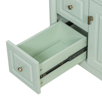 VanityFus 30-in Bathroom Vanity Green Single Sink Combo with Ceramic Top 1 Door 3 Drawers Adjustable Shelves