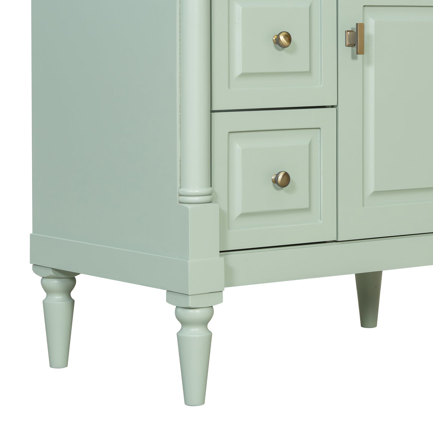 VanityFus 30-in Bathroom Vanity Green Single Sink Combo with Ceramic Top 1 Door 3 Drawers Adjustable Shelves