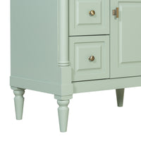 VanityFus 30-in Bathroom Vanity Green Single Sink Combo with Ceramic Top 1 Door 3 Drawers Adjustable Shelves
