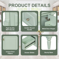VanityFus 30-in Bathroom Vanity Green Single Sink Combo with Ceramic Top 1 Door 3 Drawers Adjustable Shelves