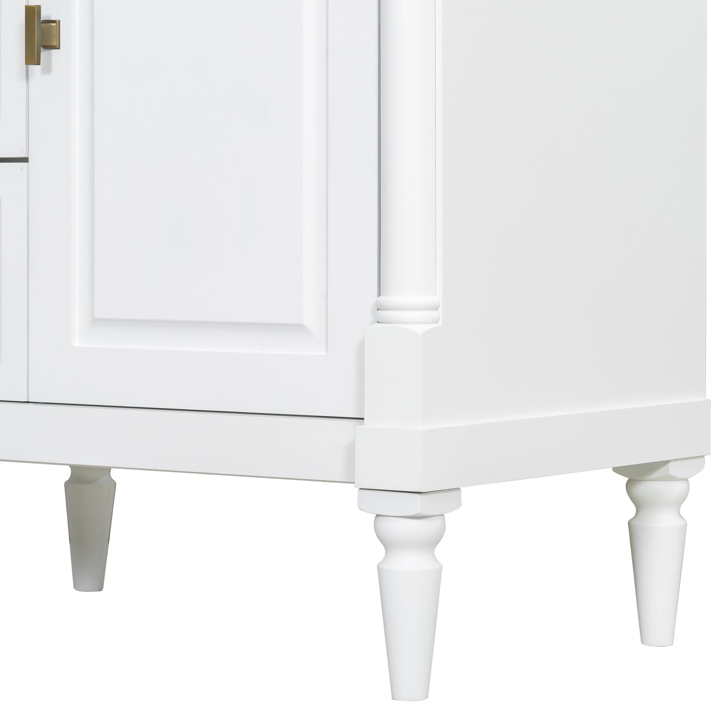 VanityFus 30-in Bathroom Vanity White Single Sink Combo with Ceramic Top 1 Door 3 Drawers Adjustable Shelves