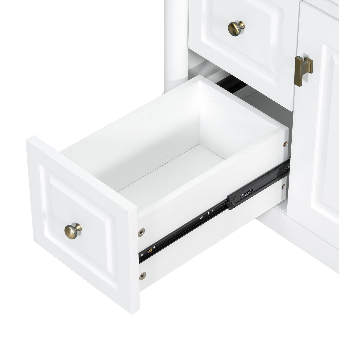 VanityFus 30-in Bathroom Vanity White Single Sink Combo with Ceramic Top 1 Door 3 Drawers Adjustable Shelves