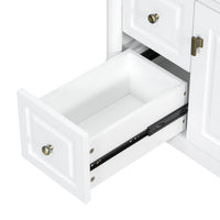 VanityFus 30-in Bathroom Vanity White Single Sink Combo with Ceramic Top 1 Door 3 Drawers Adjustable Shelves