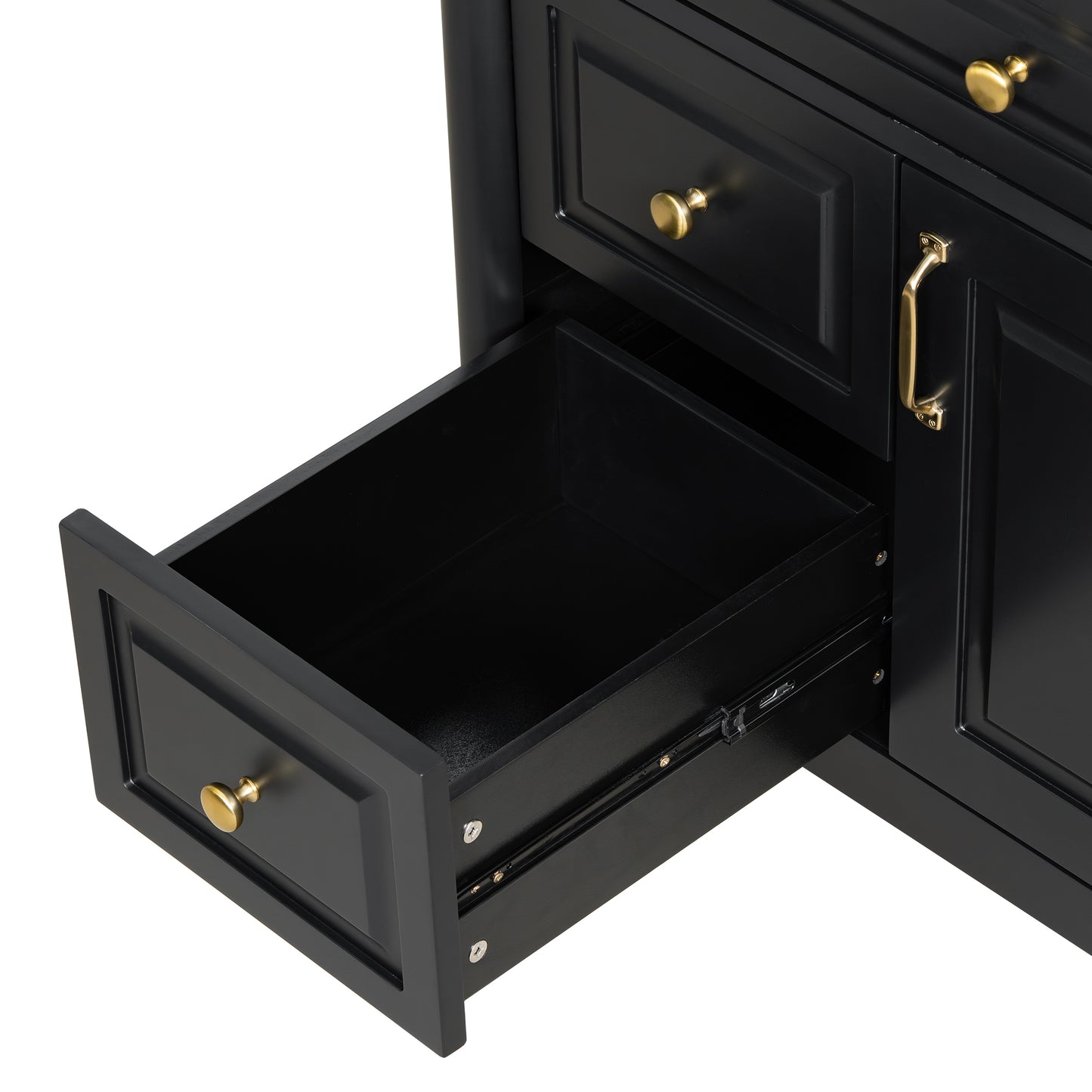 VanityFus 36-in Black Bathroom Vanity Single Sink Combo Ceramic Top 1 door 3 drawers Undermount Adjustable Shelves