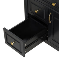 VanityFus 36-in Black Bathroom Vanity Single Sink Combo Ceramic Top 1 door 3 drawers Undermount Adjustable Shelves