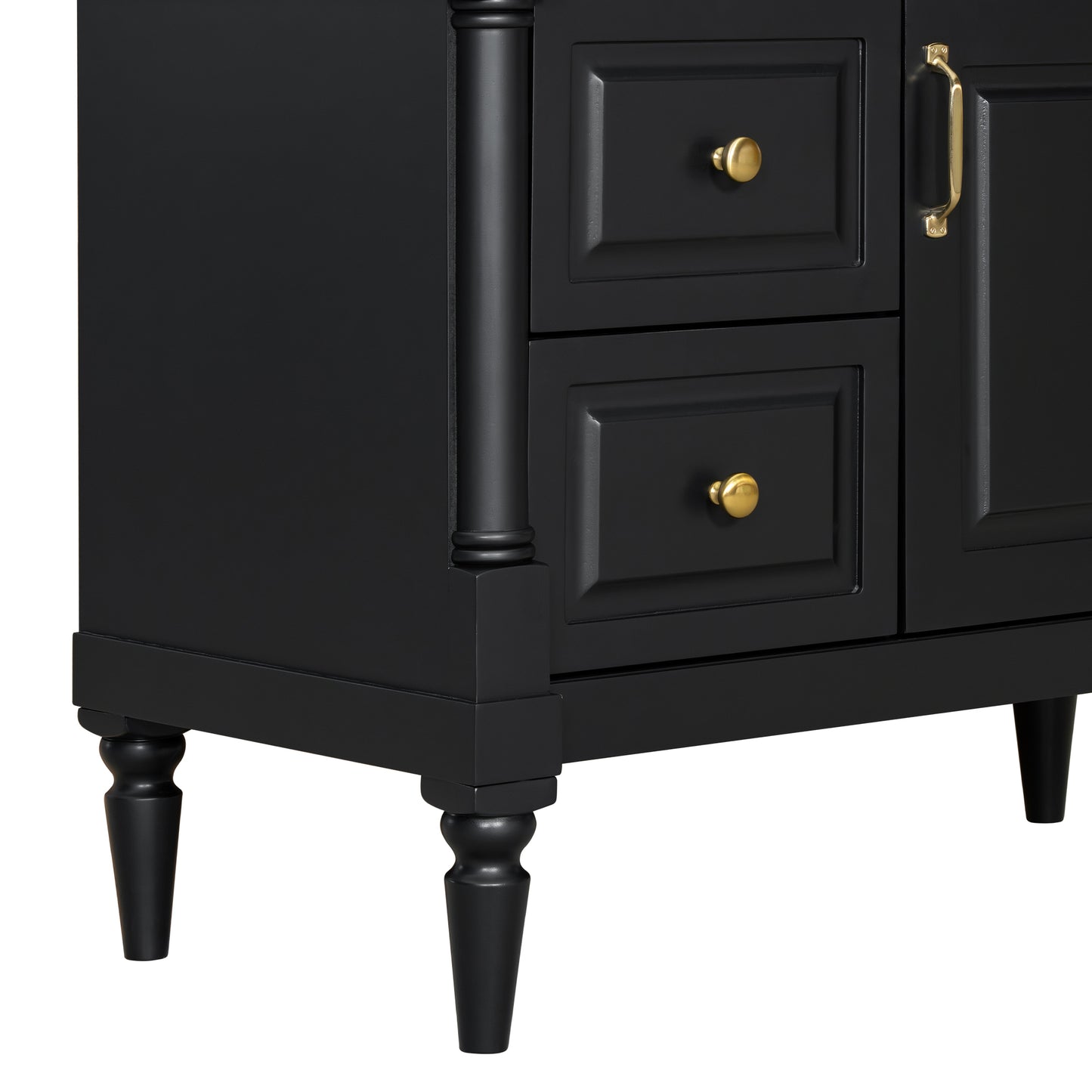 VanityFus 36-in Black Bathroom Vanity Single Sink Combo Ceramic Top 1 door 3 drawers Undermount Adjustable Shelves