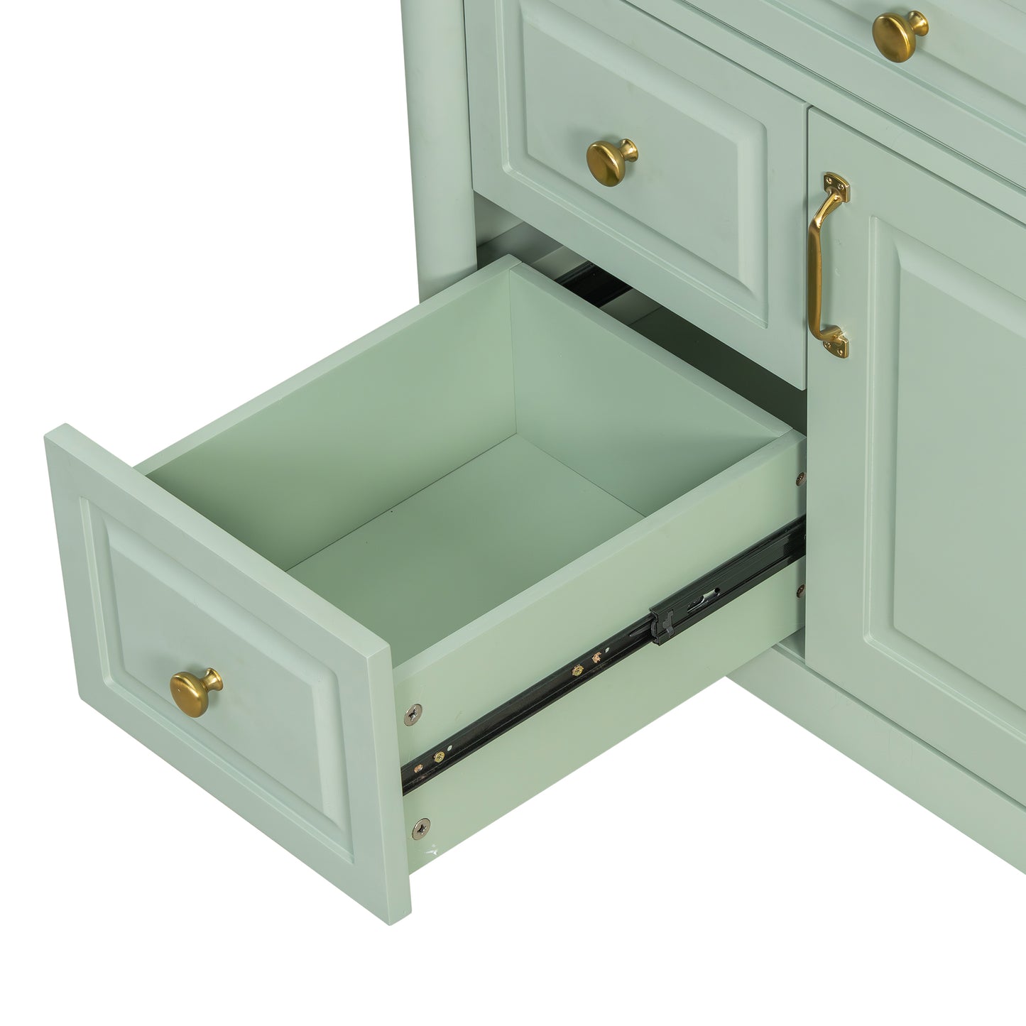 VanityFus 36-in Green Bathroom Vanity Single Sink Combo Ceramic Top 1 door 3 drawers Undermount Adjustable Shelves
