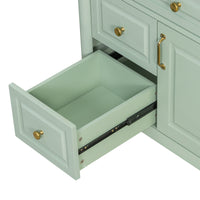 VanityFus 36-in Green Bathroom Vanity Single Sink Combo Ceramic Top 1 door 3 drawers Undermount Adjustable Shelves