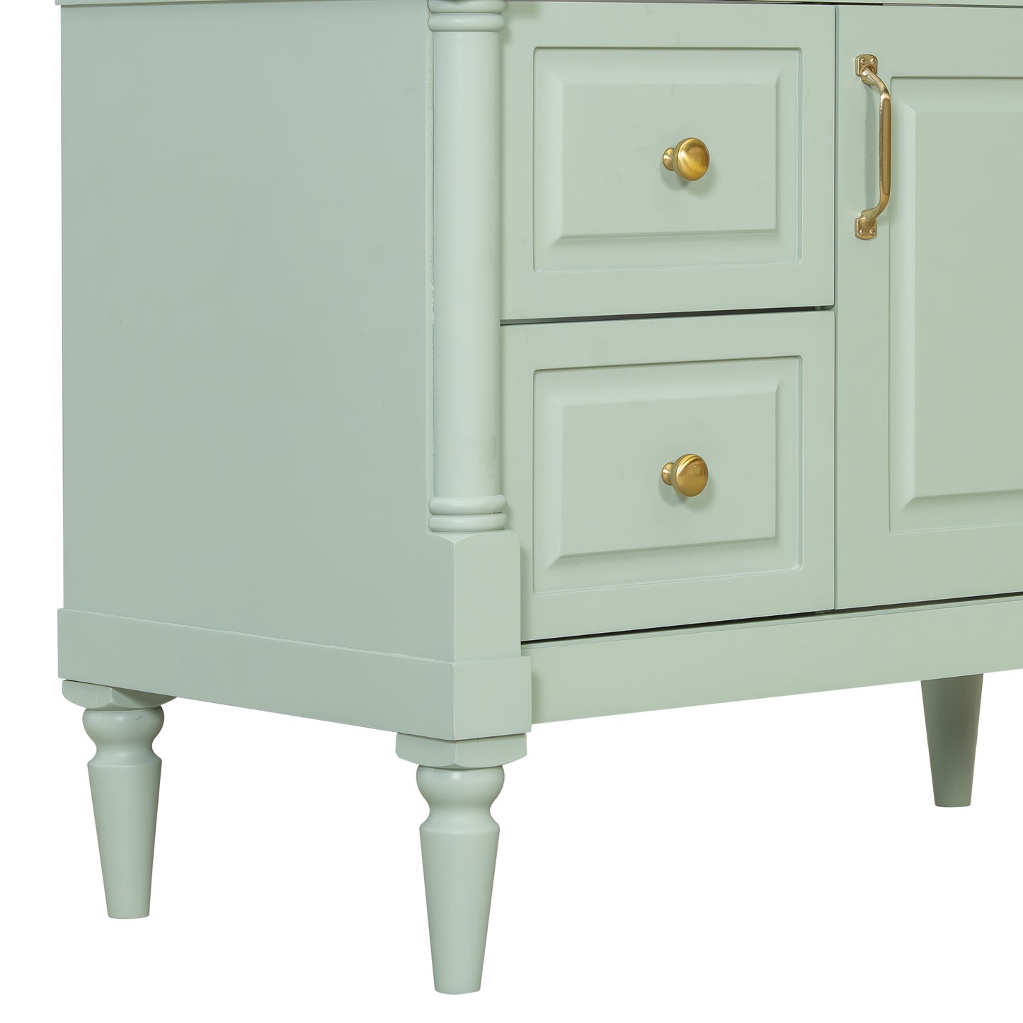 VanityFus 36-in Green Bathroom Vanity Single Sink Combo Ceramic Top 1 door 3 drawers Undermount Adjustable Shelves
