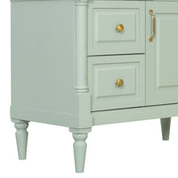 VanityFus 36-in Green Bathroom Vanity Single Sink Combo Ceramic Top 1 door 3 drawers Undermount Adjustable Shelves