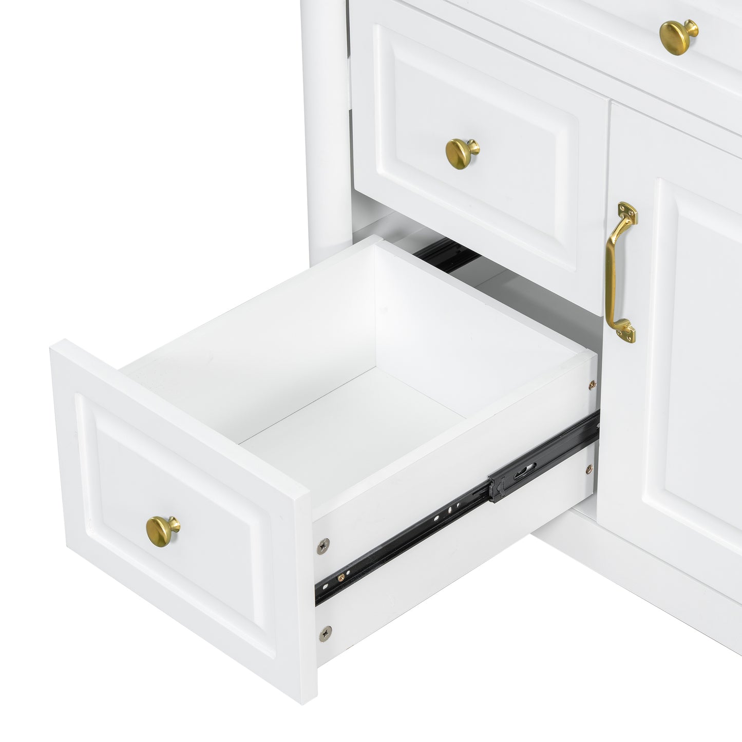 VanityFus 36-in White Bathroom Vanity Single Sink Combo Ceramic Top 1 door 3 drawers Undermount Adjustable Shelves