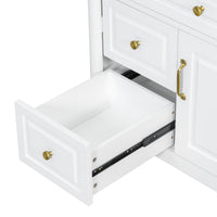 VanityFus 36-in White Bathroom Vanity Single Sink Combo Ceramic Top 1 door 3 drawers Undermount Adjustable Shelves