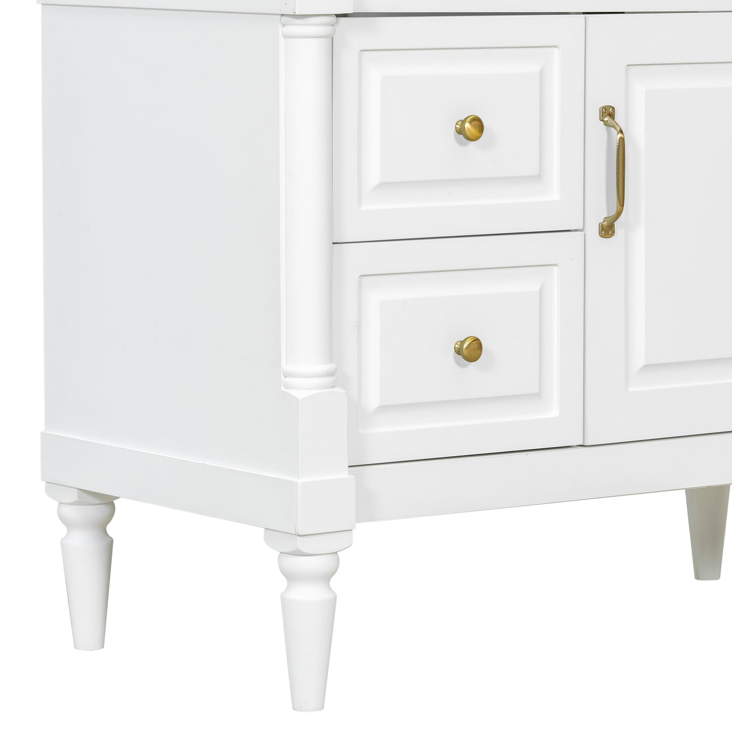 VanityFus 36-in White Bathroom Vanity Single Sink Combo Ceramic Top 1 door 3 drawers Undermount Adjustable Shelves