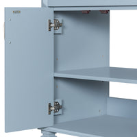VanityFus 36-in Grey Blue Bathroom Vanity Single Sink Combo Ceramic Top 2 doors 3 drawers Undermount