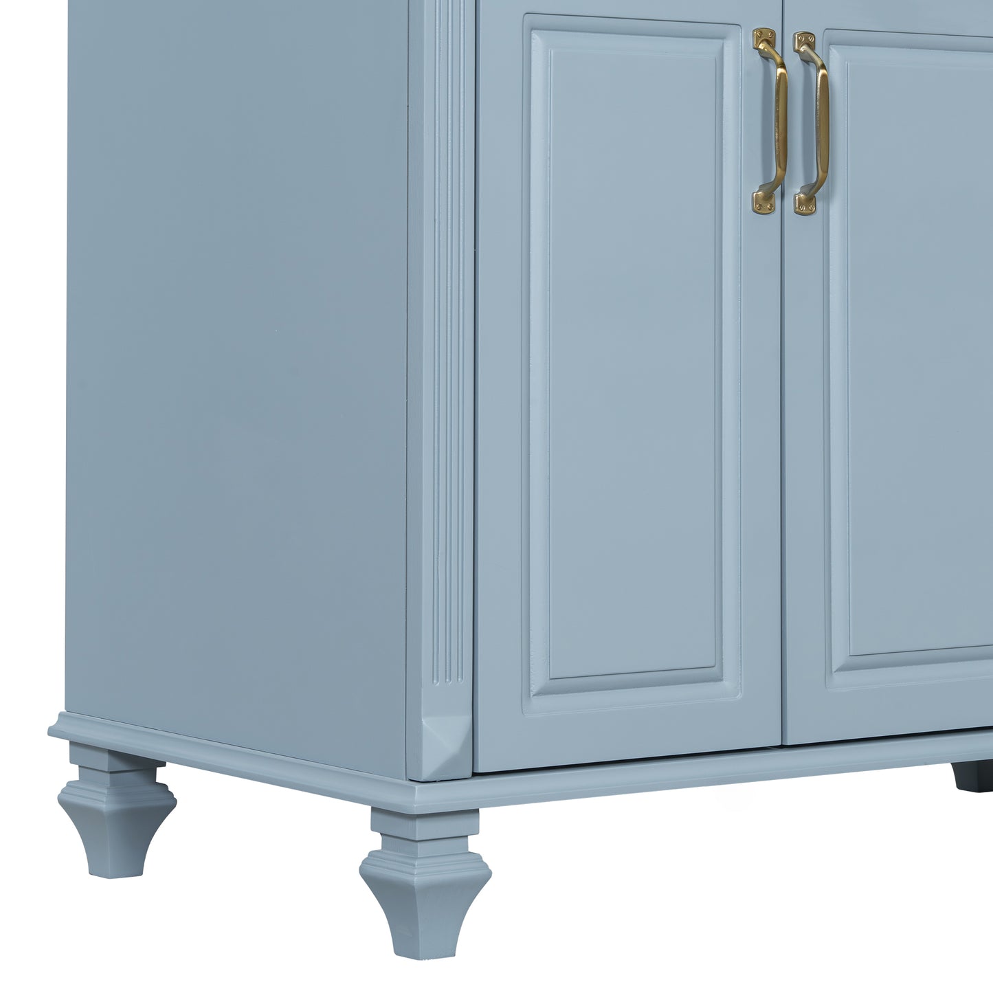 VanityFus 36-in Grey Blue Bathroom Vanity Single Sink Combo Ceramic Top 2 doors 3 drawers Undermount