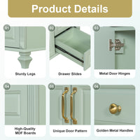 VanityFus 36-in Bathroom Vanity Green Single Sink Combo with Ceramic Top 2 Doors 4 Drawers
