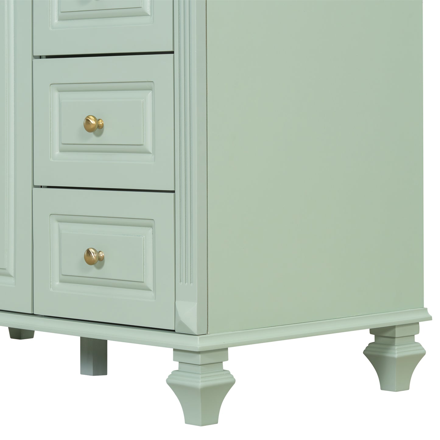 VanityFus 36-in Bathroom Vanity Green Single Sink Combo with Ceramic Top 2 Doors 4 Drawers