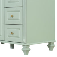VanityFus 36-in Bathroom Vanity Green Single Sink Combo with Ceramic Top 2 Doors 4 Drawers