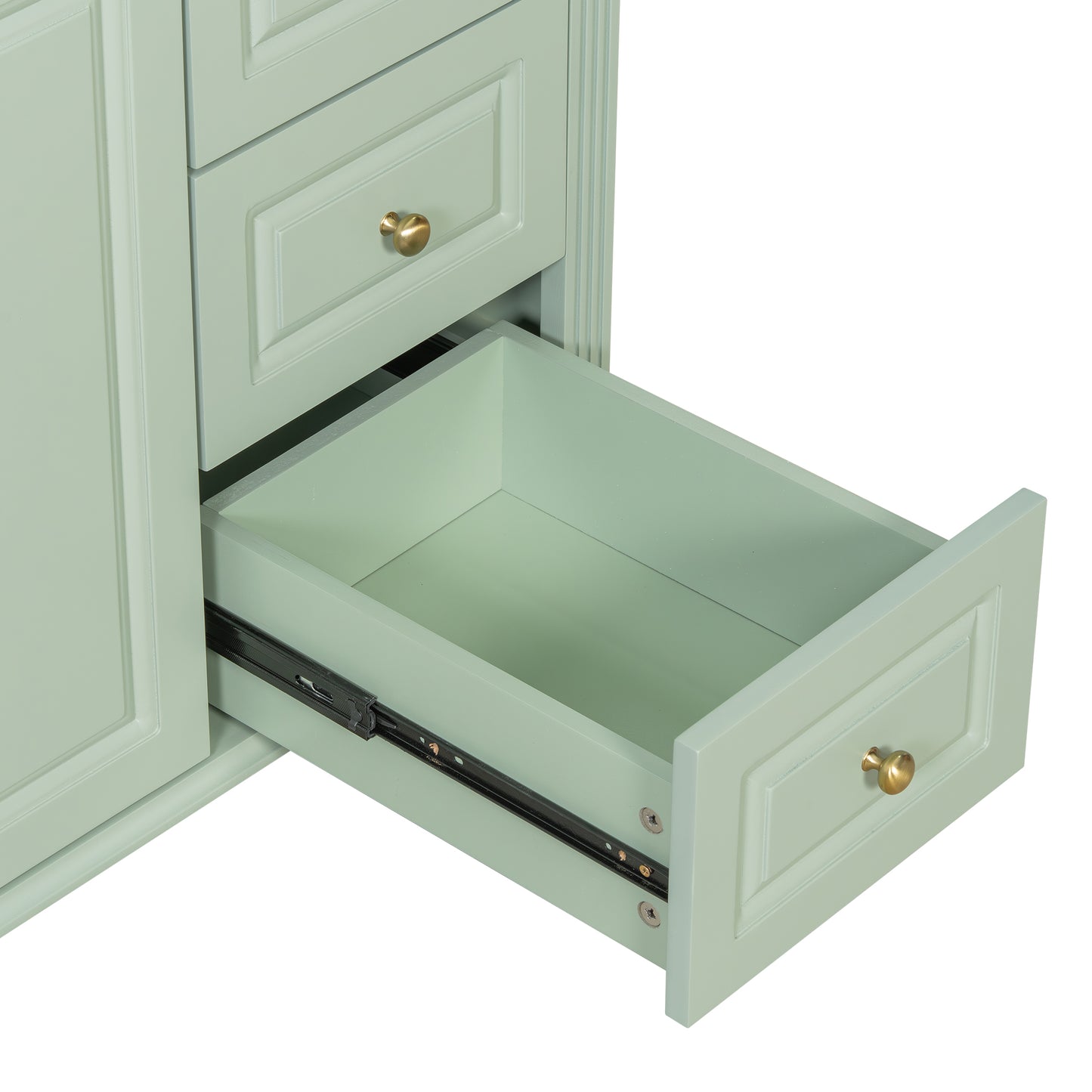 VanityFus 36-in Bathroom Vanity Green Single Sink Combo with Ceramic Top 2 Doors 4 Drawers