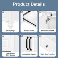 VanityFus 36-in White Bathroom Vanity Single Sink Combo Ceramic Top 2 doors 3 drawers Undermount