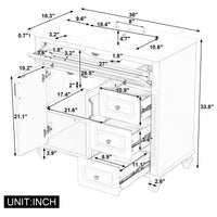 VanityFus 36-in White Bathroom Vanity Single Sink Combo Ceramic Top 2 doors 3 drawers Undermount
