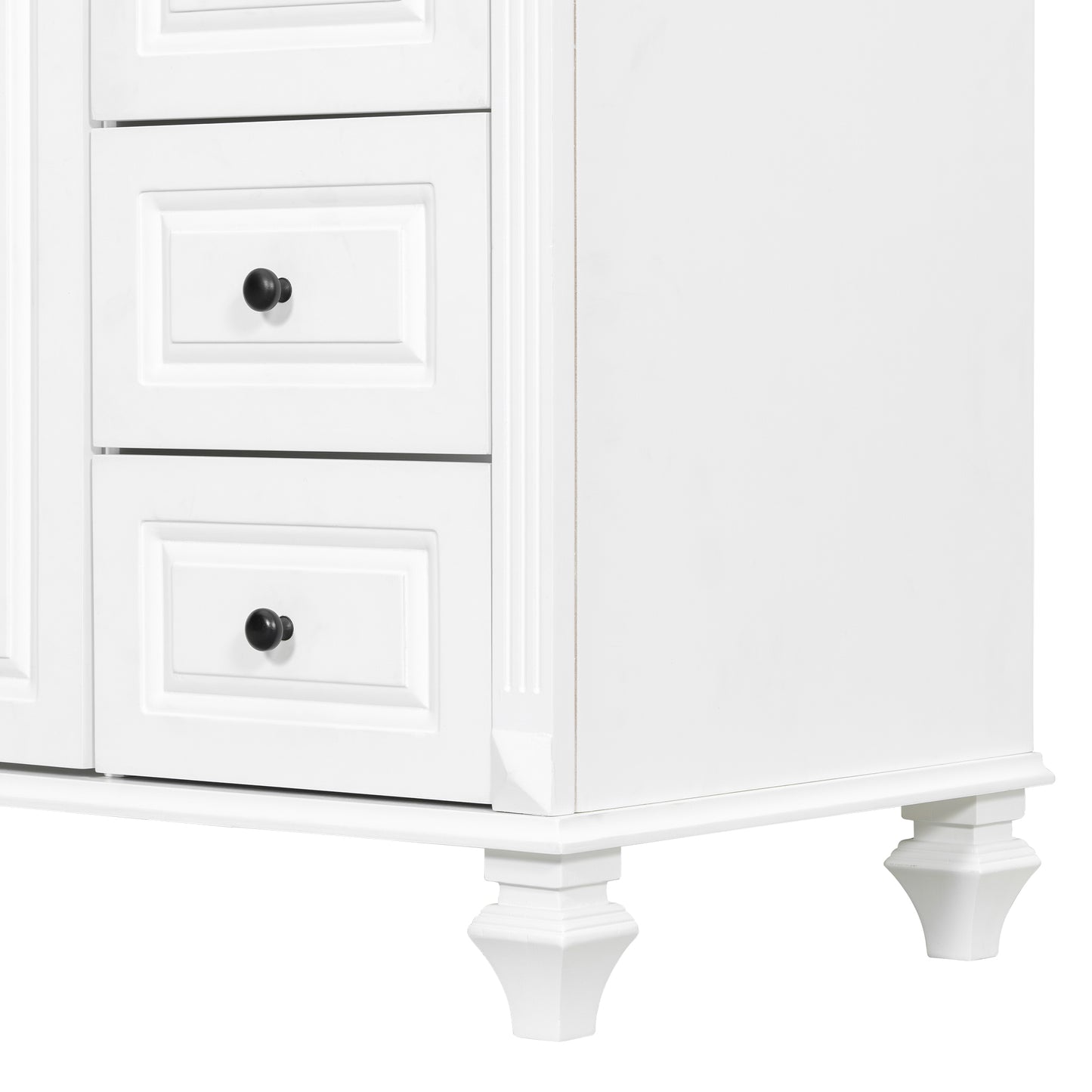 VanityFus 36-in White Bathroom Vanity Single Sink Combo Ceramic Top 2 doors 3 drawers Undermount