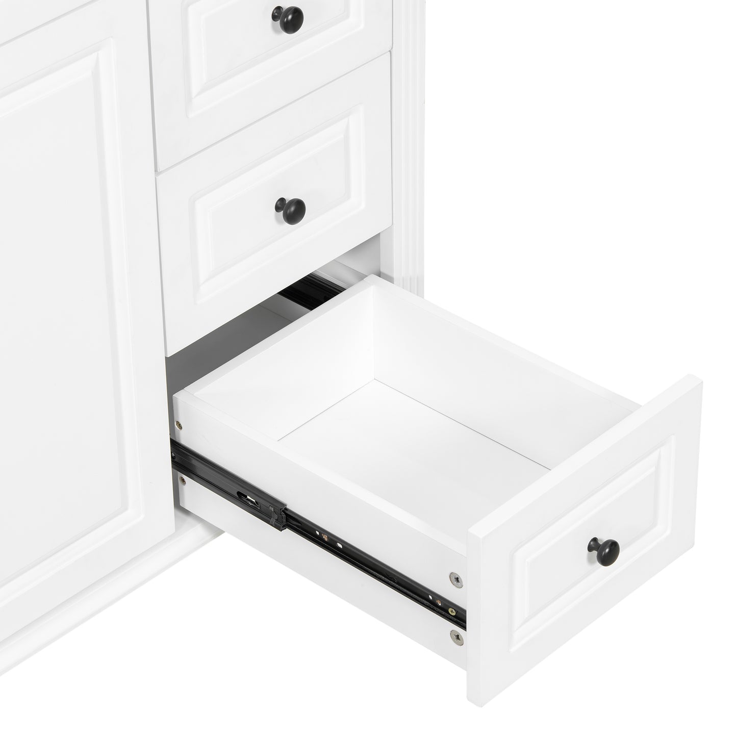 VanityFus 36-in White Bathroom Vanity Single Sink Combo Ceramic Top 2 doors 3 drawers Undermount