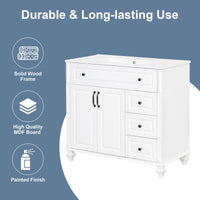 VanityFus 36-in White Bathroom Vanity Single Sink Combo Ceramic Top 2 doors 3 drawers Undermount