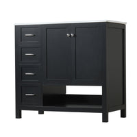 VanityFus 36-in Black Bathroom Vanity Single Sink Combo Ceramic Top 2 doors 2 drawers Undermount