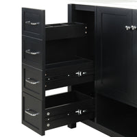 VanityFus 36-in Black Bathroom Vanity Single Sink Combo Ceramic Top 2 doors 2 drawers Undermount