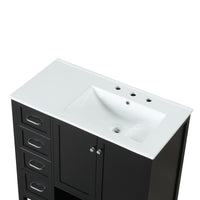 VanityFus 36-in Black Bathroom Vanity Single Sink Combo Ceramic Top 2 doors 2 drawers Undermount