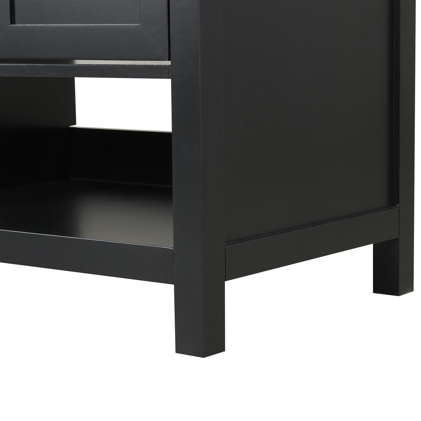 VanityFus 36-in Black Bathroom Vanity Single Sink Combo Ceramic Top 2 doors 2 drawers Undermount