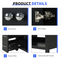 VanityFus 36-in Black Bathroom Vanity Single Sink Combo Ceramic Top 2 doors 2 drawers Undermount
