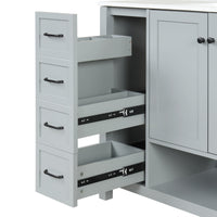 VanityFus 36-in Bathroom Vanity Gray Single Sink Combo with Ceramic Top 2 Doors 2 Drawers Adjustable Shelves