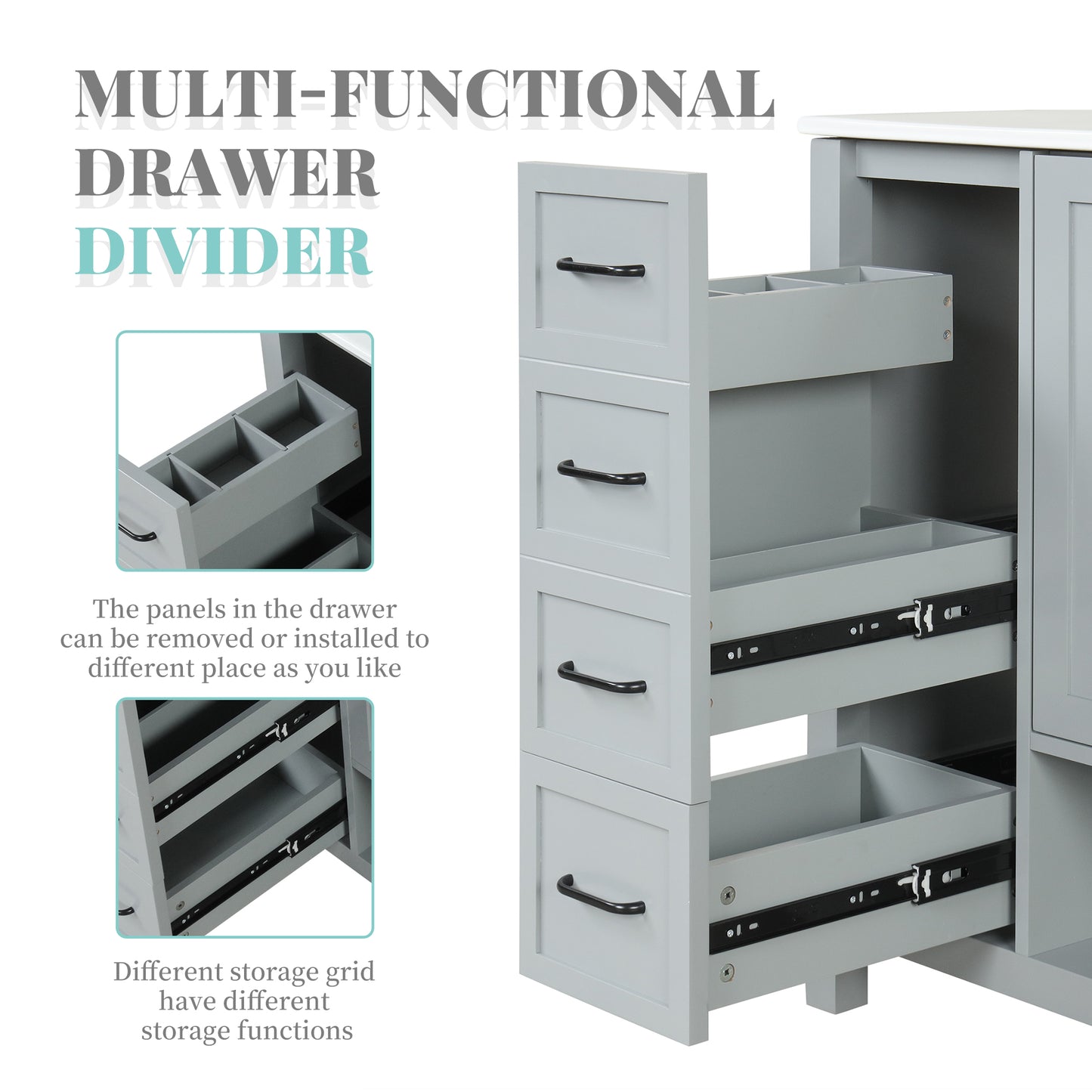 VanityFus 36-in Bathroom Vanity Gray Single Sink Combo with Ceramic Top 2 Doors 2 Drawers Adjustable Shelves