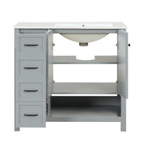 VanityFus 36-in Bathroom Vanity Gray Single Sink Combo with Ceramic Top 2 Doors 2 Drawers Adjustable Shelves