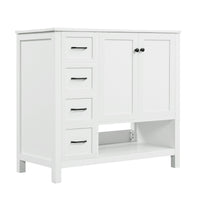 VanityFus 36-in Bathroom Vanity White Single Sink Combo with Ceramic Top 2 Doors 2 Drawers Adjustable Shelves