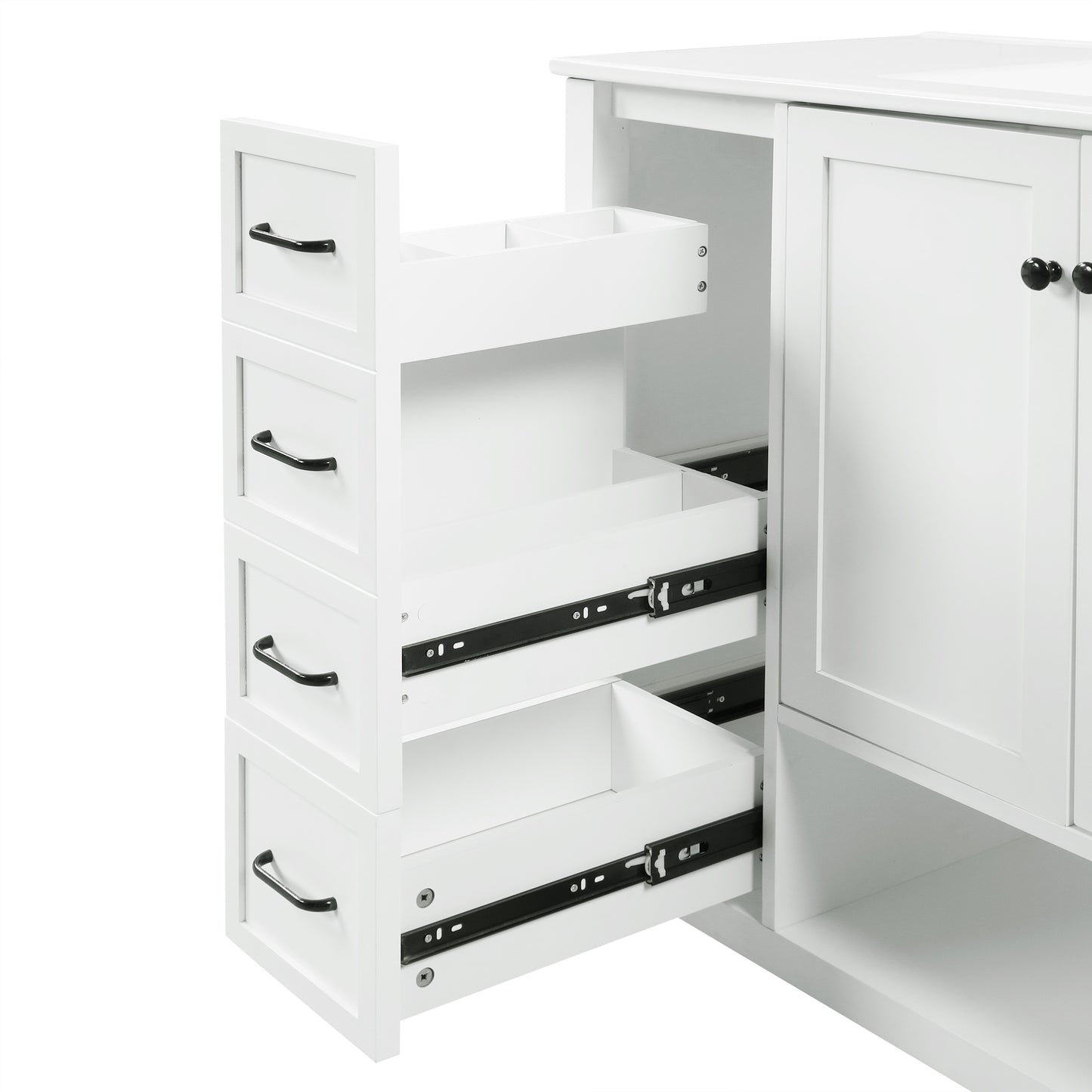 VanityFus 36-in Bathroom Vanity White Single Sink Combo with Ceramic Top 2 Doors 2 Drawers Adjustable Shelves